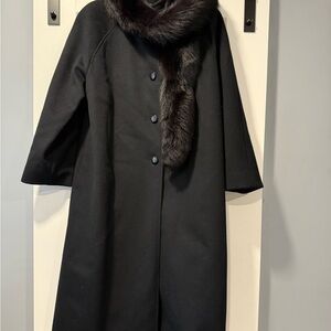 Vintage Elegant Black Coat With Faux Fur Collar by Windermere Ladies Sz 10